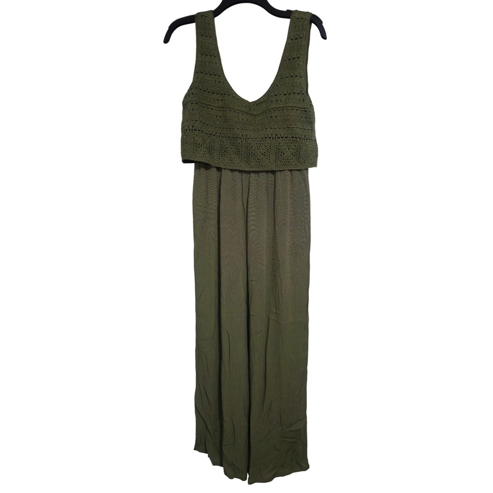 Romper Jumpsuit Maurices Crochet Green Pleated Pantsuit Scoop Neck Size XS NWT